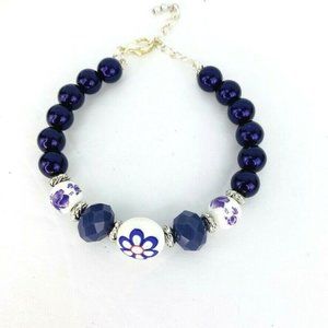 Bracelet Purple Flower Swarovski Crystal Sparkle
